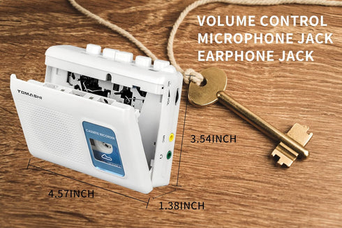 Portable Cassette Player Tape Recorder with Built-in Speaker, Microphone, Headphone Jack