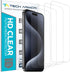 Tech Armor HD Clear Screen Protector for iPhone 15 Pro 6.1" - Premium Quality, Easy Install, 4 Pack, Ultimate Display