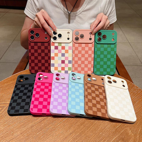 YUMUPIFE 17 17 Compatible with iPhone Pro Case Cute Checkered Pattern Design for Girls Women, Soft Silicone Shockproof