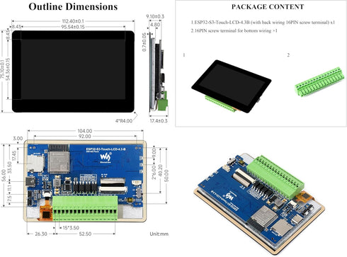 ESP32-S3 4.3inch Touch Screen Development Board, Capacitive IPS Display 800x480, Support 2.4GHz Wi-Fi and Bluetooth 5