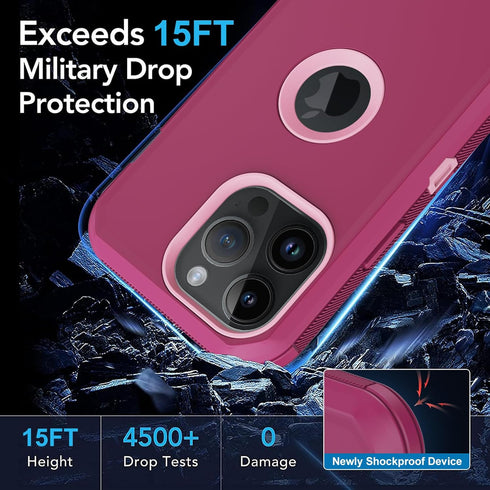 Shop iPhone 15 Pro Max Case - Heavy Duty, Full Body Rugged, Built-in Screen Protector, Shockproof & Dustproof