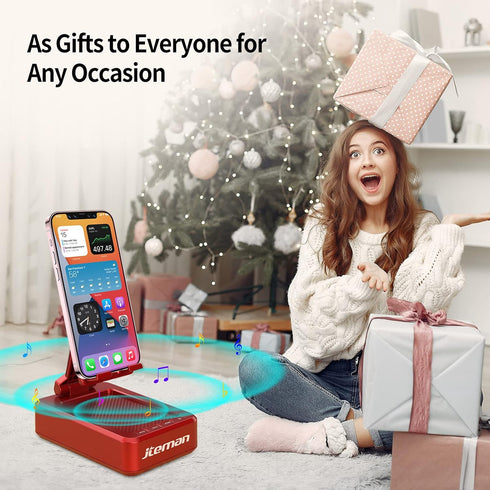 JTEMAN Portable Wireless Bluetooth Speakers with Phone Stand, Gifts for Women and Men, Compatible with iPhone/Samsung