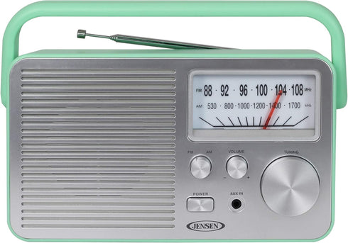 JENSEN MR-750-GR MR-750 Portable AM/FM Radio, Green