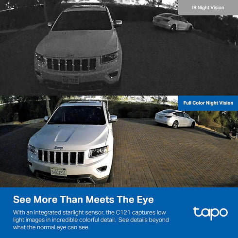 Tapo 2K+ IP66 C121 Indoor/Outdoor Wired Security Camera - Person/Pet/Vehicle Detection, Baby Monitoring, Color Night