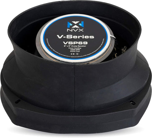 NVX XBAF69 2 Piece Universal 6x9” Silicone Rubber Speaker Baffles with Self Adhesive Foam Base Pad