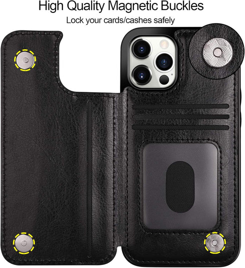 HianDier Wallet Case for iPhone 12 Pro MAX, Slim Protective with Credit Card Slot Holder, Flip Folio Soft PU Leather,