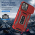 iPhone 15 Pro Max Case with Slide Camera Cover & Finger Ring Holder, Magnetic Car Mount Compatible (Red)