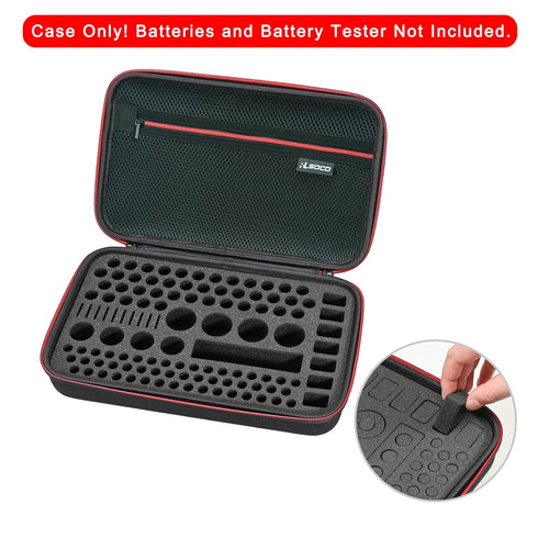 RLSOCO Waterproof Battery Organizer Storage Case, Holds Up to 120+ Batteries: AA AAA C D 9V and More, Case Only, Black