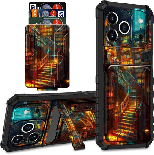 CGFGHHUY for iPhone 17 Pro Case Wallet Cover with Credit Card Holder &