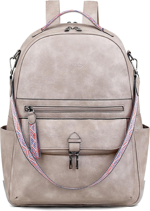 15.6 inch Backpack Backpack FADEON Leather Laptop Purse for Women, Designer Travel PU with Laptop Compartment for Work