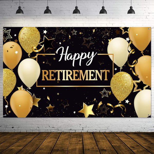 Blulu Extra Large Retirement Party Decorations, Fabric Retire Sign Banner Photo Booth Backdrop with Rope (70.8 x 43.3