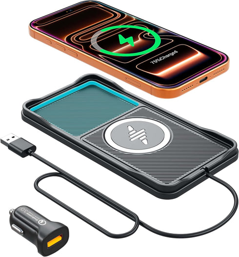 LANSEMKU Wireless Car Charger Pad, 15w Fast Car Wireless Chargers Charging pad Non