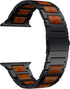 Compatible for Apple Watch Bands, Red Sandalwood Wood Stainless Steel Replacement Strap for 49mm-38mm