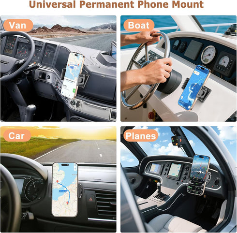 MAGJIEYX 4.7"-6.9" Car Phone Holder for Truck/Wall/BoatDrill-Base Mount for Van/Dashboard Durable Stand Compatible