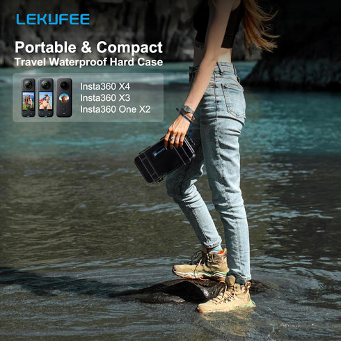 Lekufee Portable Waterproof Hard Case, Compatible with Insta360 X4/X3/ONE X2 Action Camera and Accessories, Case Only