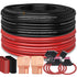100FT 10 Gauge Wire (50ft Each- Black/Red) with 4 40A Fuse Holder, Copper Clad Aluminum for Automotive Power & Ground