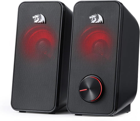 Redragon GS500 STENTOR PC Gaming Speaker, 2.0 Channel Stereo Desktop Speaker with Red Backlight, USB Powered