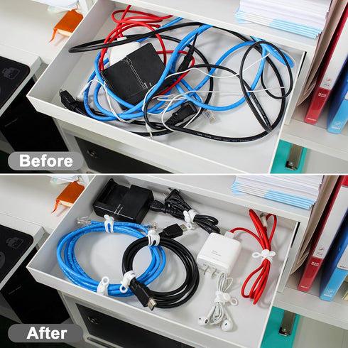 48Pcs Reusable Silicone Cable Ties, Elastic Cord Organizer, Travel Wire Management for Office, Home Desk