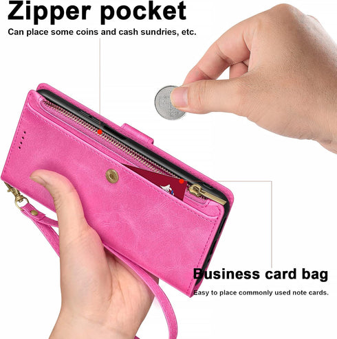 Antsturdy Wallet Case for Samsung Galaxy A32 5G - PU Leather Phone Case with Card Holder, Hot Pink