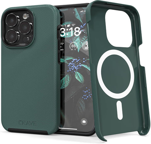 Crave Dual Guard iPhone 15 Pro Case - Forest Green, Shockproof Dual Layer, MagSafe Compatible for Apple iPhone 15 Pro