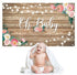Rustic Wood Baby Shower Backdrop Banner Oh Baby Floral Decorations for Girls and Boys Birthday Party Supplies