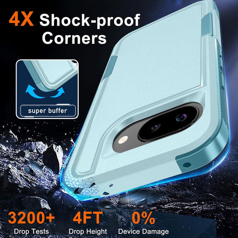 RMOCR 10a for Google Pixel Case with Wrist Lanyard Strap+Tempered Glass Screen Protector+Camera Lens Cover,Full Body