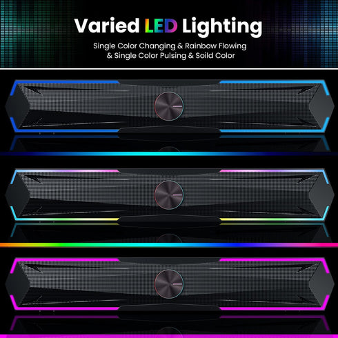Tylubio Computer Speakers for Pc Desktop with Clear Sound, Flowing LED PC Speaker for Computer Desktop Laptop Monitor