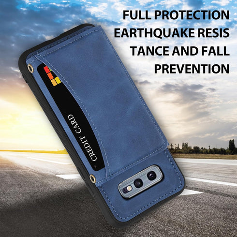 Asuwish Wallet Case for Samsung Galaxy S10e - PU Leather, Tempered Glass Protector, Credit Card Holder, Rugged Stand,