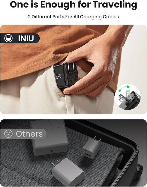 INIU 2-Port 45W S23 16 15 14 USB C Charger, Super Fast Charger Type C, Mini Foldable PD PPS USB C Wall Charger Block by