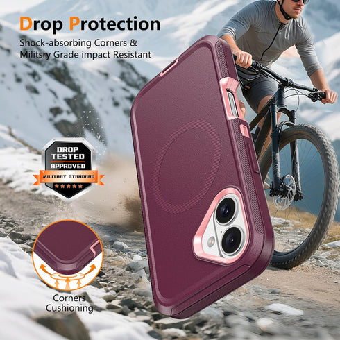 TUTUKII 16 3-Layer 6.1", Compatible with iPhone Case with Screen Protector, Shockproof, Compatible with MagSafe, Drop