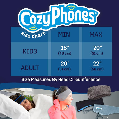 CozyPhones Sleep Headphones - Over Ear Headphones for Side Sleepers, Meditation, Running (Gray Lycra)