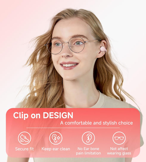 King Lucky i21 Open Ear Clip On Earbuds, Wireless Bluetooth Ear Clip Headphones with Mic, Noise Cancelling, Waterproof