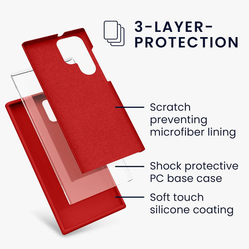 kwmobile Case Compatible with Samsung Galaxy S22 Ultra Case - TPU Silicone Phone Cover with Soft Finish - Classic Red