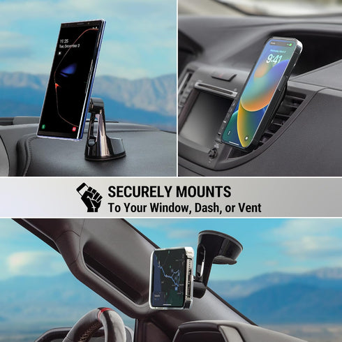 Scosche MPMSWDV Magnetic Phone Holder for Car, iPhone MagSafe Car Mount for Dashboard/Windshield/Vent