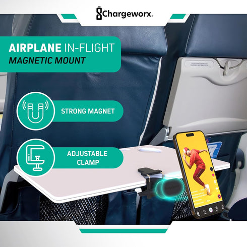 CHARGEWORX 360 90 in-Flight Magnetic Phone & Tablet Mount for Airplanes, MagSafe-Compatible Travel Phone Holder
