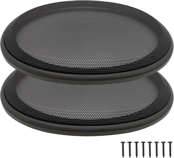 6" x 9" Speaker Grill Covers - Car Speaker Subwoofer Guard Protector, ABS Plastic Frame with Metal Mesh, Black