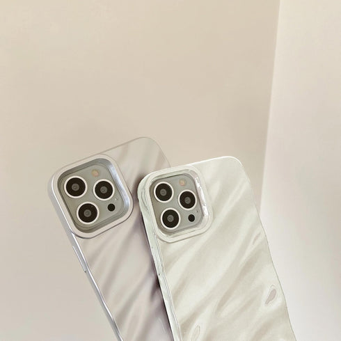 QLTYPRI Cute Wave Water Ripple Pattern Case for iPhone 12/12 Pro, Slim Soft Silicone TPU - Beige