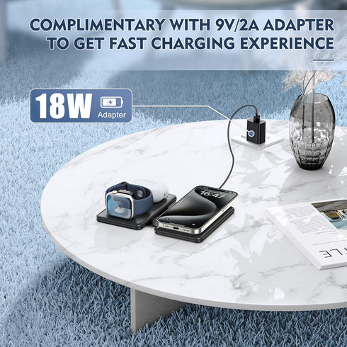 Wireless Charger iPhone, 3 in 1 Charging Station for Apple Devices, Charger for iPhone 15 14 13 12 Pro Max Plus,
