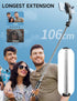 42" Selfie Stick Tripod with Fill Light, Extendable Phone Tripod Stand with Detachable Remote & Phone Holder