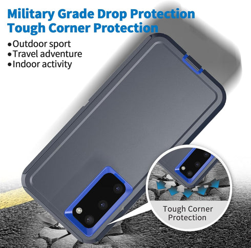 Anloes Heavy Duty Shockproof Case for Samsung Galaxy S20 5G, Rugged Protective 3 in 1 Bumper Cover (Blue)