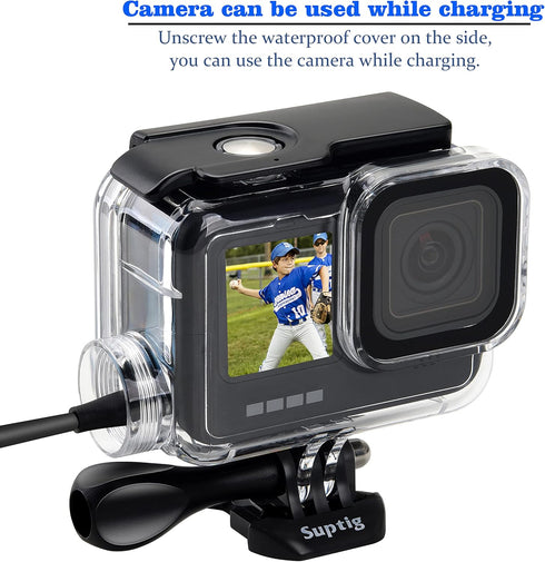 Suptig Waterproof Housing Case for Gopro Hero 12/11/10/9 Black, Dive Case Charging Case, Waterproof to 164Ft