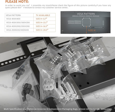 Universal TV Stand, Table Top Stand for 27-60 inch LCD LED TVs, 6 Level Height Adjustable with Tempered Glass Base