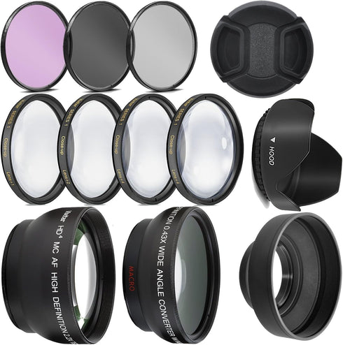 Ultra Deluxe Lens Kit for Nikon D3400, D3500, D5600 with 18-55mm Lens, Sony A7, A6000 - Includes 7pc Filter Set