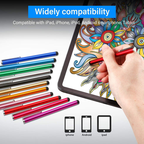 Outus 100 Pieces Stylus Pen, Slim Touch Screen Universal Capacitive Digital Pen, 10 Colors