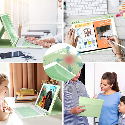 Keyboard Case for iPad 10.2" 9th 8th 7th Generation, with Detachable Bluetooth Keyboard and Pencil Holder, Auto