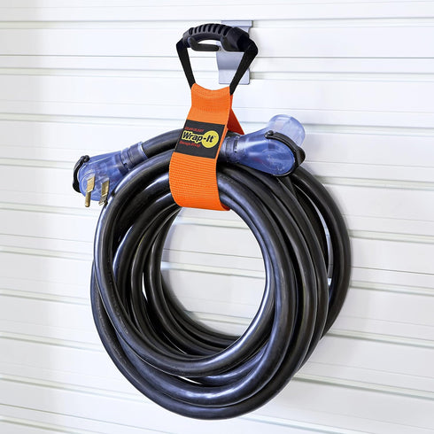 Easy-Carry Wrap-It Storage Straps - 2 Pack 22” Blaze Orange Heavy-Duty Hook and Loop Cord Carrying Strap with Handle