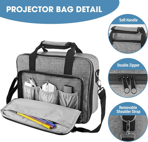 14" 11" 4" ZKOO Projector Carrying Case, Projector Bag Compatible with Most Projectors, Includes Storage Pockets