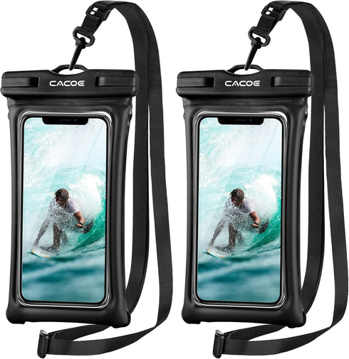 CACOE Floatable Waterproof Phone Case 2 Pack, Up to 7.0", Adjustable Neck Lanyard, IPX8 Cell Phone Dry Bags for Beach