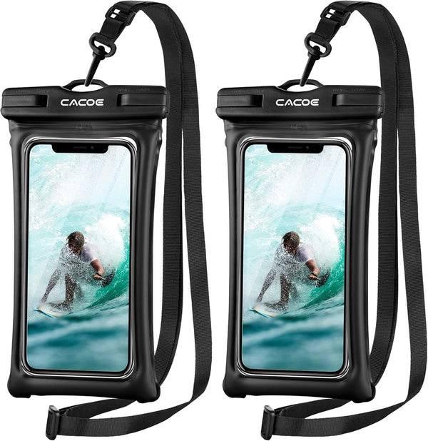 CACOE Floatable Waterproof Phone Case 2 Pack, Up to 7.0", Adjustable Neck Lanyard, IPX8 Cell Phone Dry Bags for Beach