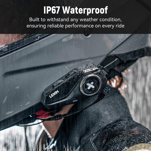 LEXIN G1 Motorcycle Bluetooth Headset, Helmet Speakers with 2 Type Mics, Hands-Free Call/Music, Waterproof
